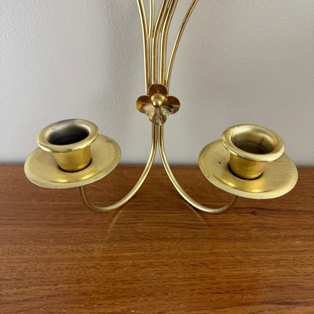 Wall Sconce Home Gold Excellent Botanical Leaf Scroll Brass Tone Metal